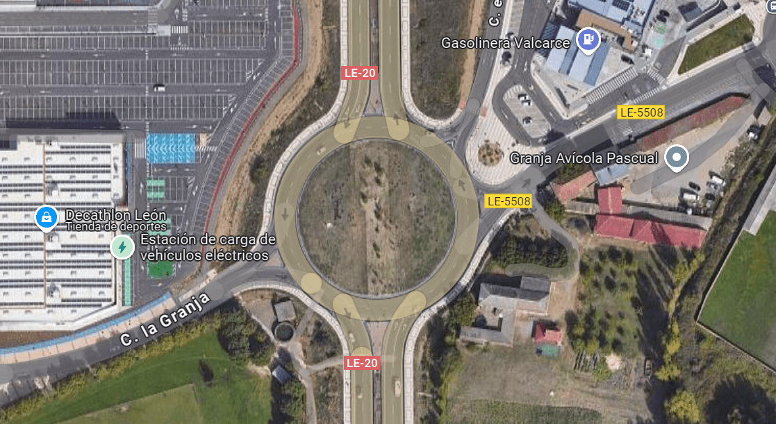 Imagen actual de la rotonda de la Granja de la Ronda Este de León.